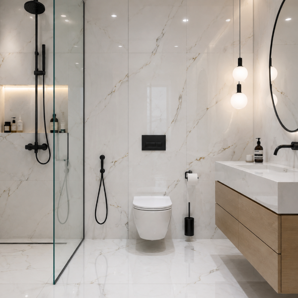 Picture of Floor tile calacatta montreal, marble effect, glossy, 60x60