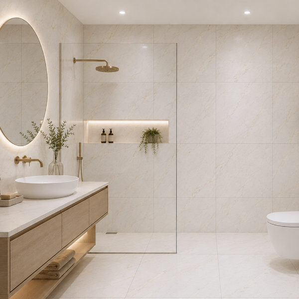 Picture of Floor tile antique, marble effect, glossy, 60x60