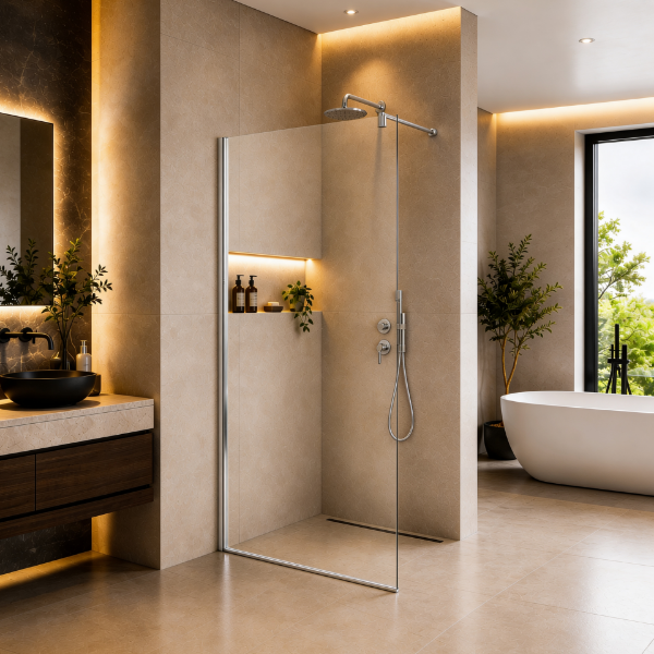 Picture of Shower glass, chrome profile, 70x200