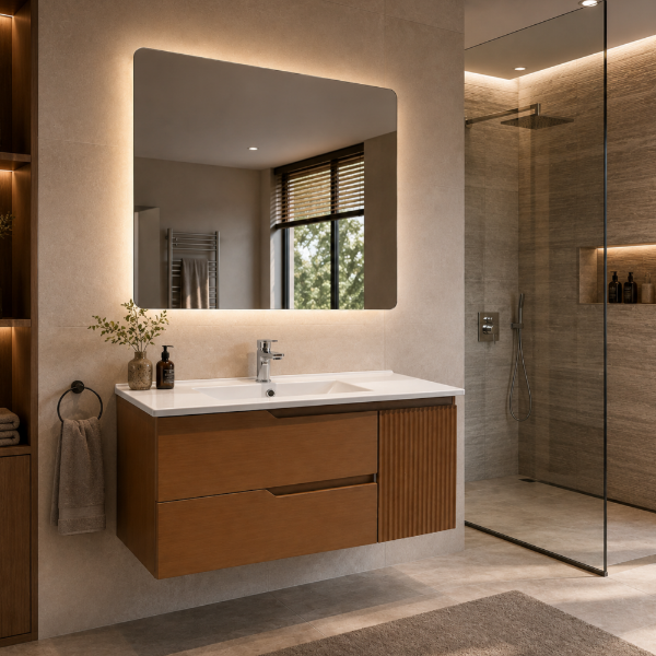 Picture of Garda bathroom furniture set, pvc cabinet, ceramic basin, 80x46x50