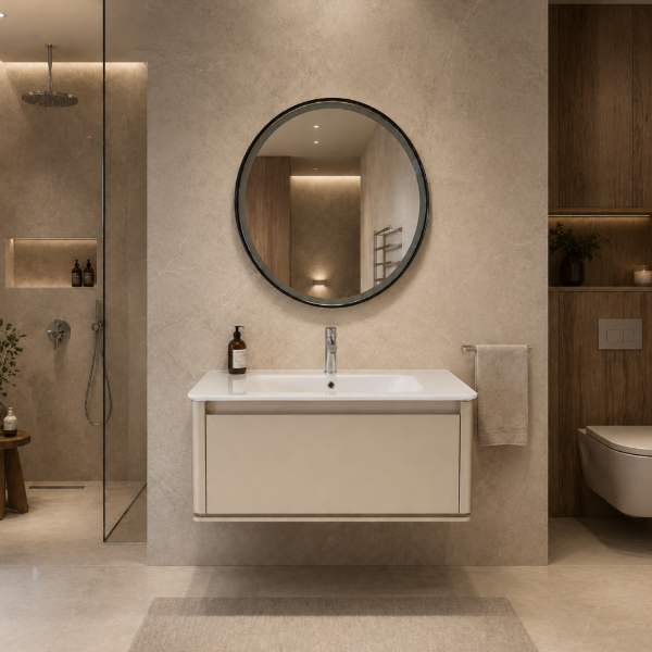 Picture of Elysee bathroom furniture set, solid wood cabinet, porcelain basin, espresso 100x55.5