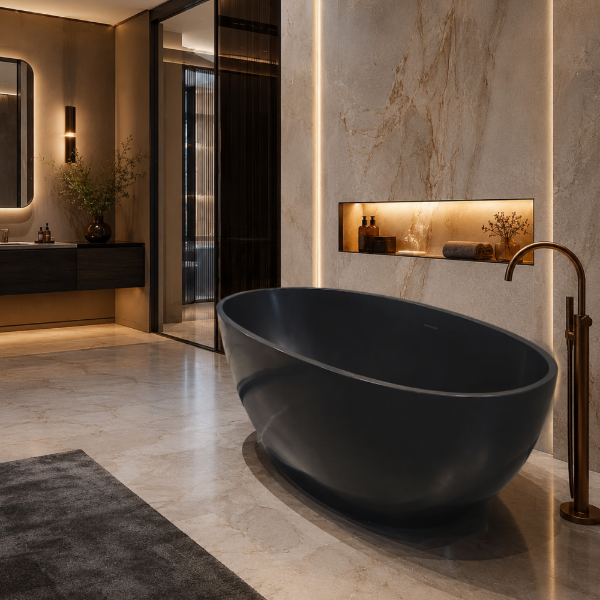 Picture of Picasso bathtub, solid, freestanding, black, matte, 170x78x56
