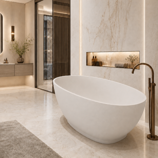Picture of Picasso bathtub, solid, freestanding, white, matte, 170x78x56