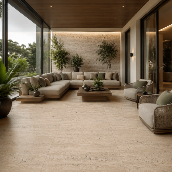 Picture of Floor tile tok travertino, stone effect, matt, 60x120