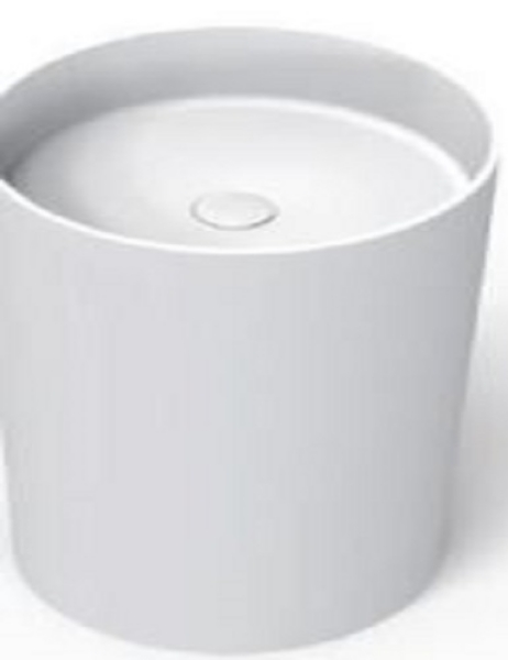 Picture of Cylindrical alpine basin, solid, freestanding, white matte