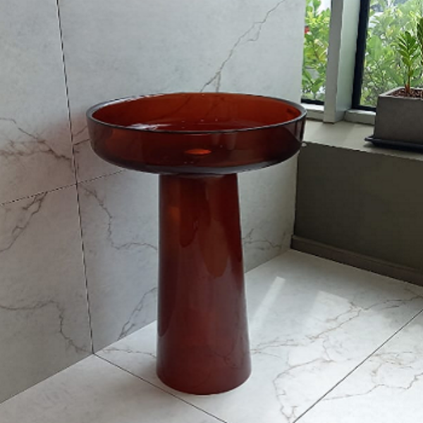 Picture of Transparent basin, resin, freestanding, deep brown, 48x48x85