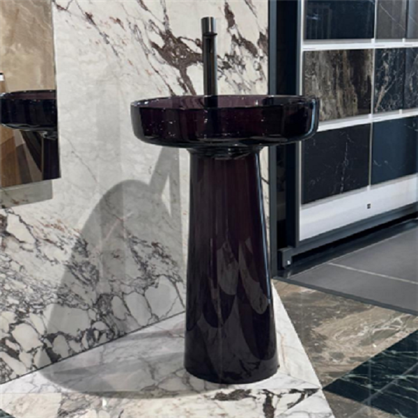 Picture of Transparent basin, resin, freestanding, deep purple, 48x48x85