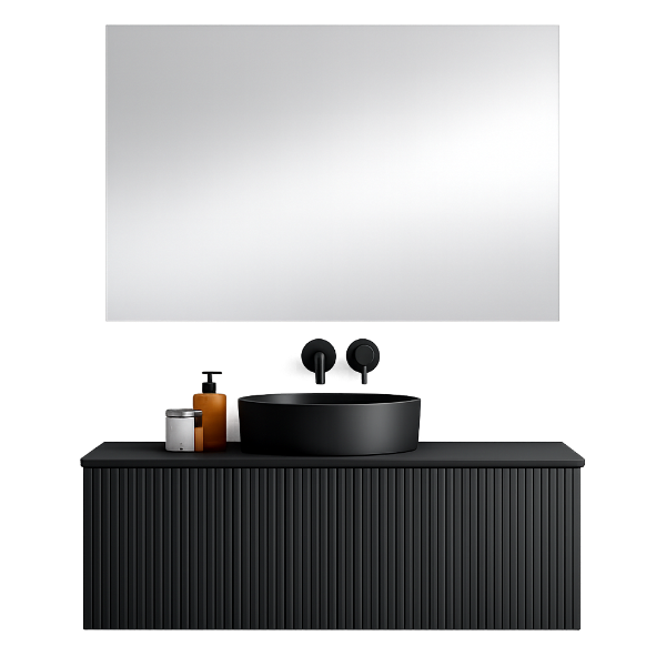 Picture of Elegance bathroom furniture set, ceramic basin, ply wood, black, 80x52x47