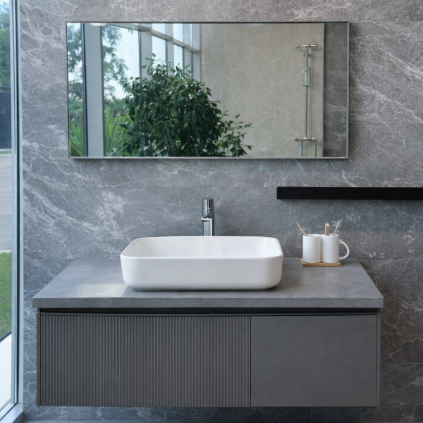 Picture of Uanda bathroom furniture set, solid wood cabinet, ceramic basin, 100x55.5