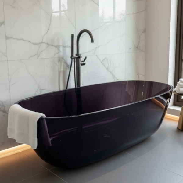 Picture of Transparent bathtub, resin, freestanding, deep purple, 180x90x56
