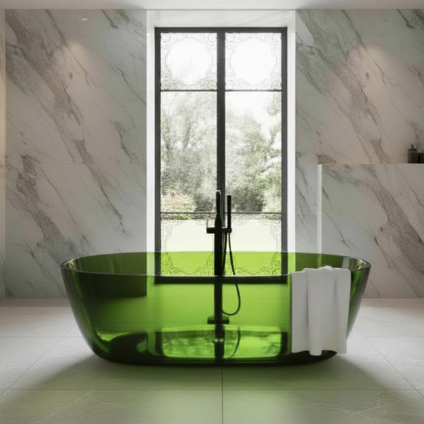 Picture of Transparent bathtub, resin, freestanding, tea green, 180x90x56