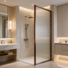 Picture of Shower glass, brushed rose gold profile, 90x200 5mm