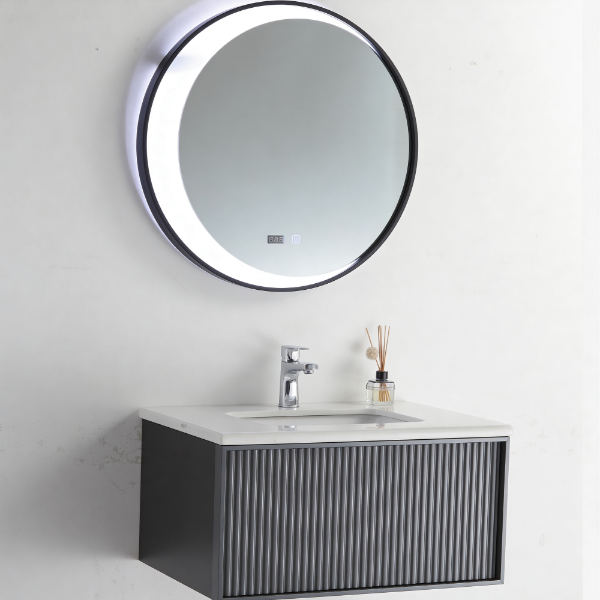 Picture of Katia bathroom furniture set, solid wood cabinet, ceramic basin, 80x55.5