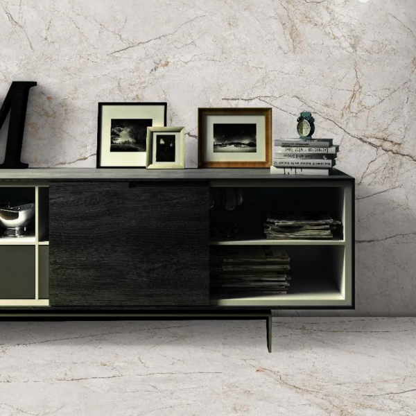Picture of Floor tile avorio bianco, marble effect, glossy, 60x120