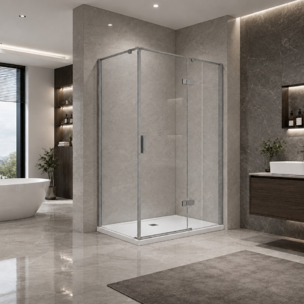 Picture of Rectangular shower enclosure, gun grey profile, 80x120x200 8mm