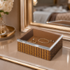 Picture of Large jewelry box, leather weawers, cinnamon, 24x21x9,5cm