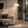 Picture of Floor lamp, mushroom, alabaster+steel finish, ab(s-013), d.50*h139cm, socket:e27*1
