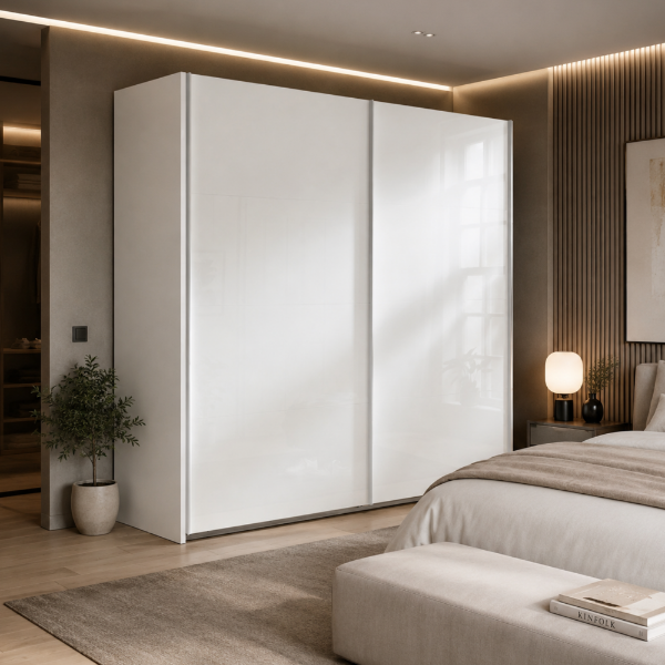 Picture of Wardrobe, systema, with two sliding doors, white, 250x220cm