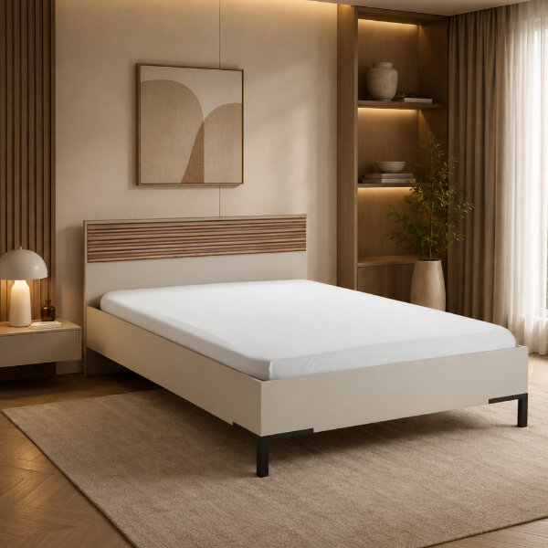 Picture of Bed, bravo teen, cashmere/ strippedwood, 120x200x91cm