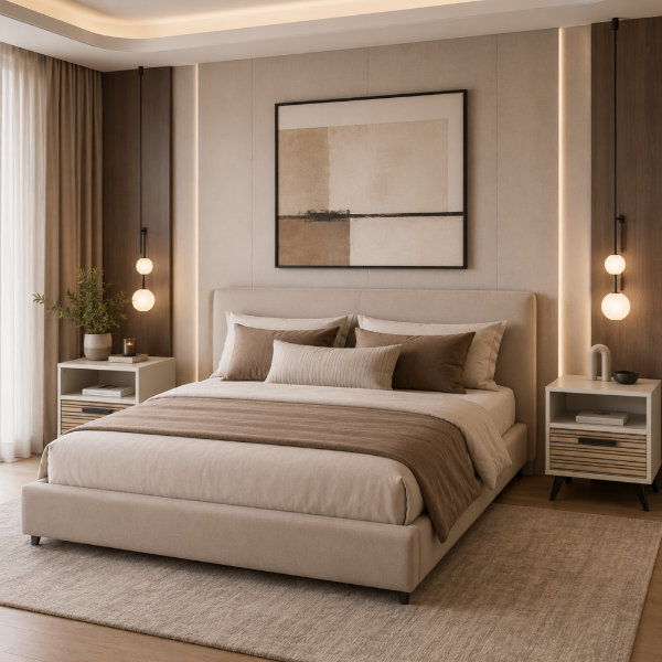 Picture of Bedside table, bravo teen, cashmere/ strippedwood, 60x40.5x55cm