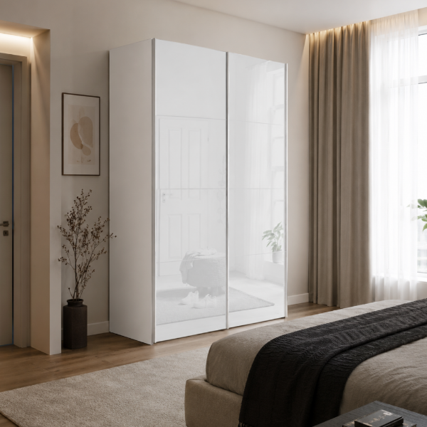 Picture of Wardrobe, systema, with two sliding doors, white, 150x200x67cm