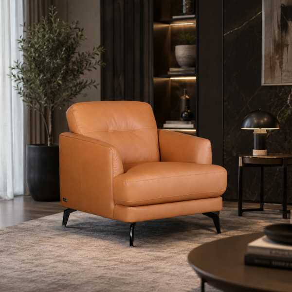 Picture of Armchair, mina, leather, cinnamon, 88x96x87cm 