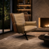 Picture of Armchair, argo boss, iron metal, full leather, koala grey brown, 90x99x103cm