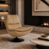 Picture of Swivel armchair, ella, cow leather, brown, 86x89x95cm 