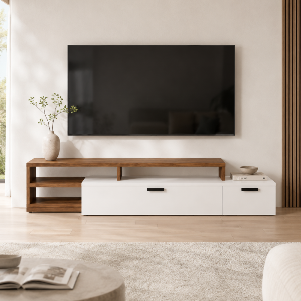 Picture of Tv base, vittoria, 1 door+1 flap, grey/cashmere, 270.5X45X44(H)cm