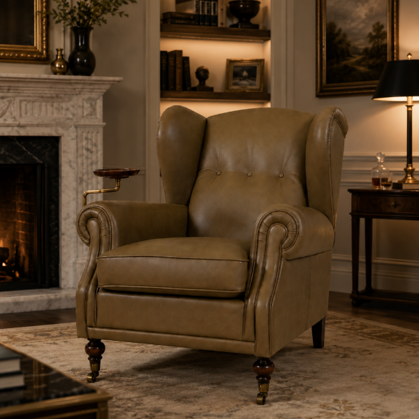 Picture of Armchair, oscar, leather, green, 92x93x96cm 
