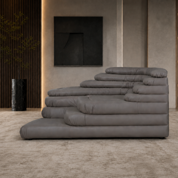 Picture of Sofa, lorenzo upland, full cow leather, grey, 312x91x70cm