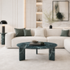 Picture of Big top coffee table, corolla, green marble, dia.100x35cm
