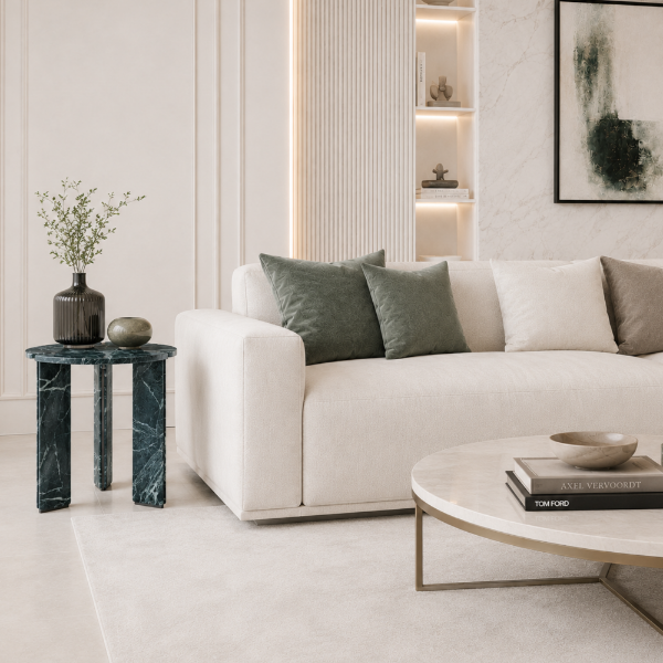 Picture of Small top coffee table, corolla, marble,green, dia.60x48cm