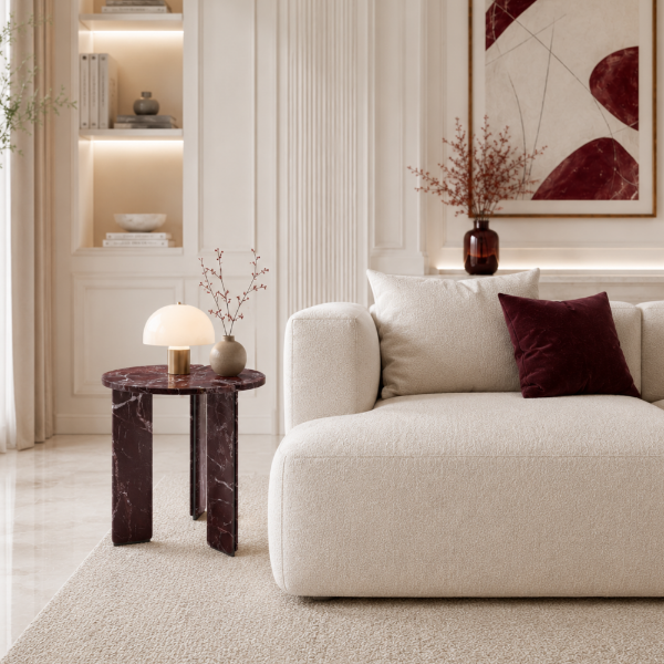 Picture of Small top coffee table, corolla, marble, red, dia.60x48cm