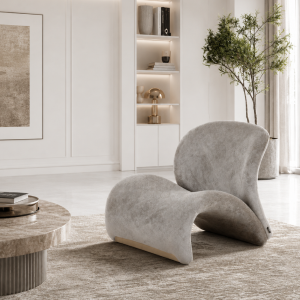 Picture of Lounge chair, ark, grey, with brushed silver leg, 77x82x73cm