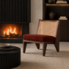 Picture of Lounge chair, nebra, wood walnut, cushion terra, 56x65x70cm 