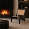 Picture of Lounge chair, vintage, wood black matte,  beige, 58x76x61cm