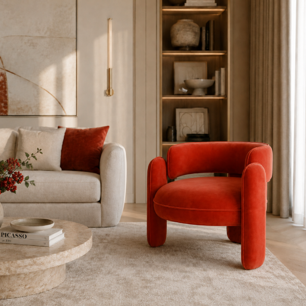 Picture of Armchair, euphoria, velvet orange, 86x76x67cm