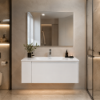 Picture of Alpha bathroom furniture set, solid wood cabinet, porcelain basin, white, 100x55.5