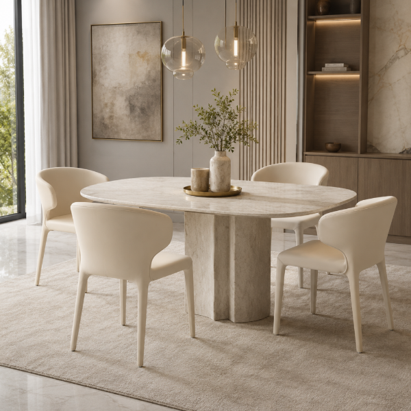 Picture of Dining chair, emil, leather, beige