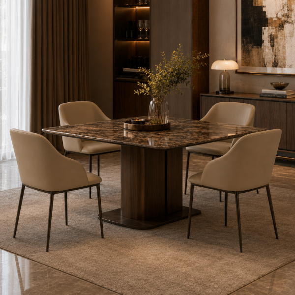 Picture of Dining chair with armrest, zarina, leather, marron