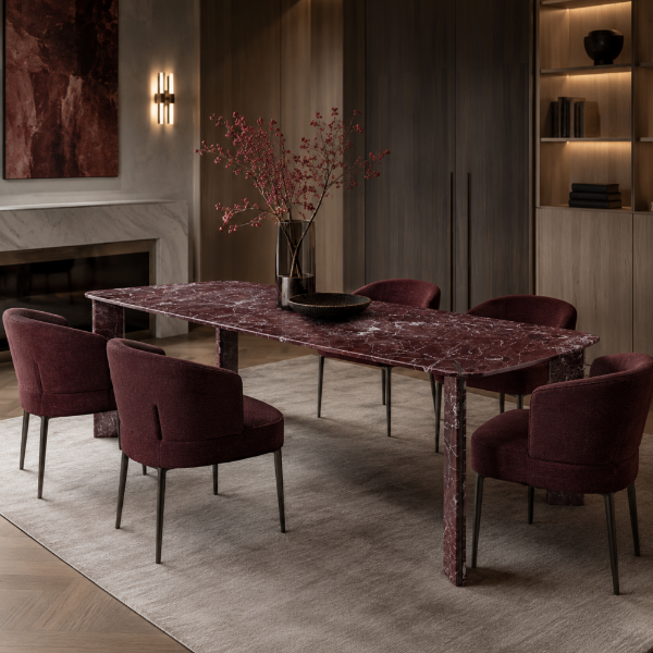 Picture of Dining table, dua, marble, red, 240x110x76cm