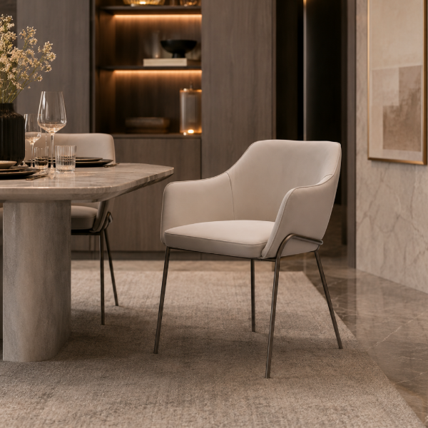 Picture of Dining chair, tom, leather, cream, 61x63x79cm