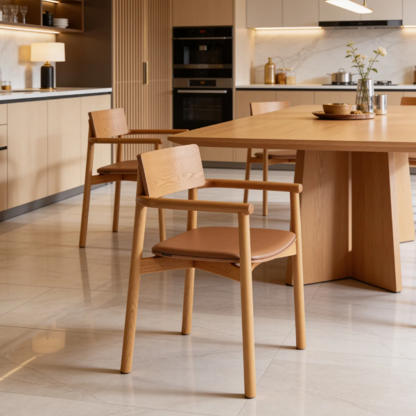 Picture of Dining chair, heba, wood/leather, cream