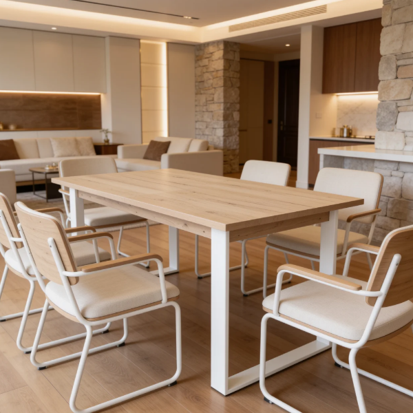 Picture of Dining table, mundi, extendable, rovere/ white, 180/240x40x76cm