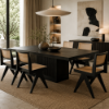 Picture of Dining chair, vintage, wood black matte, beige, 48x57x82.5cm