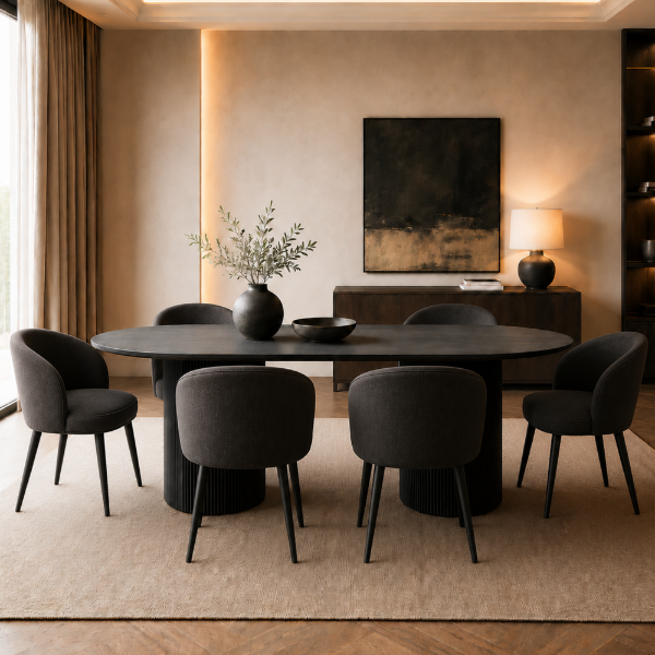 Picture of Dining table, iris, wood, black matte, 220x90x75cm