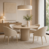 Picture of Dining table, seyschelle, wood, travertine top, ivory white dia.120x75 cm