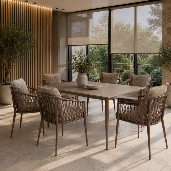 Picture of Chair with armrest, amaya alu, caramel, 55x65x80cm