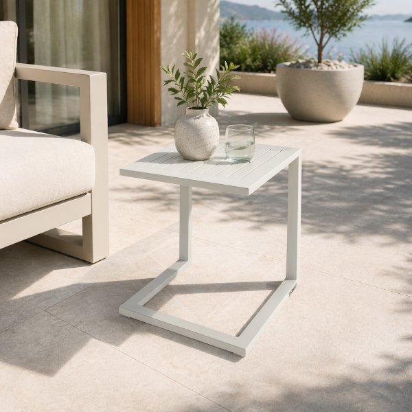 Picture of Coffee table, isla, aluminium, white, 50x42x48cm